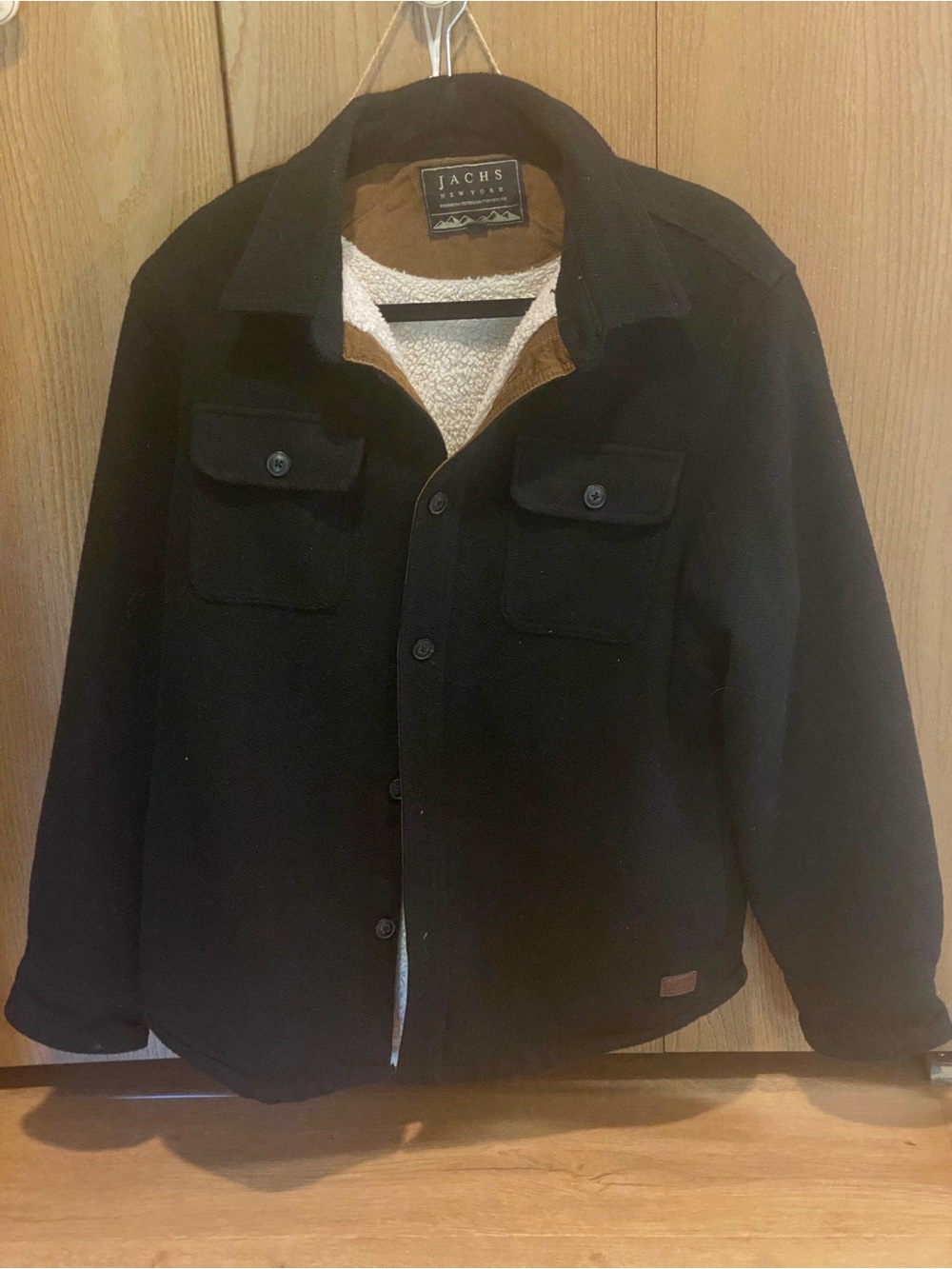 Jachs Black Jacket/Shirt with White Sherpa lining and Brown Trim